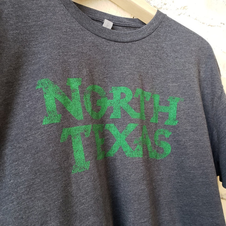 University of North Texas Mean Green 'North Texas' Wordmark Logo Unisex T-shirt (Charcoal)