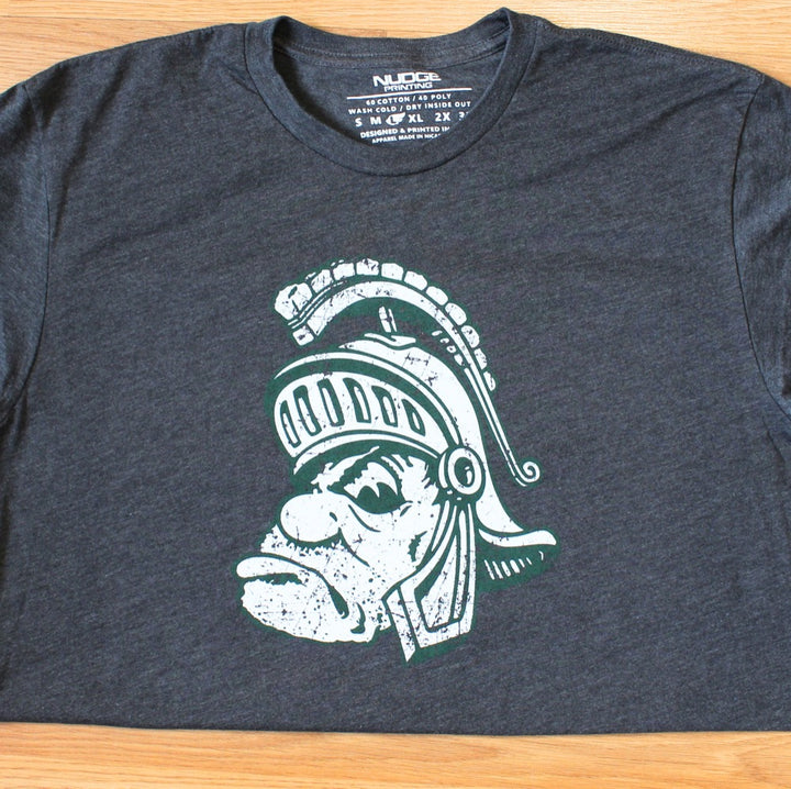 Michigan State University Spartans Vintage Gruff Sparty T-Shirt (Charcoal)