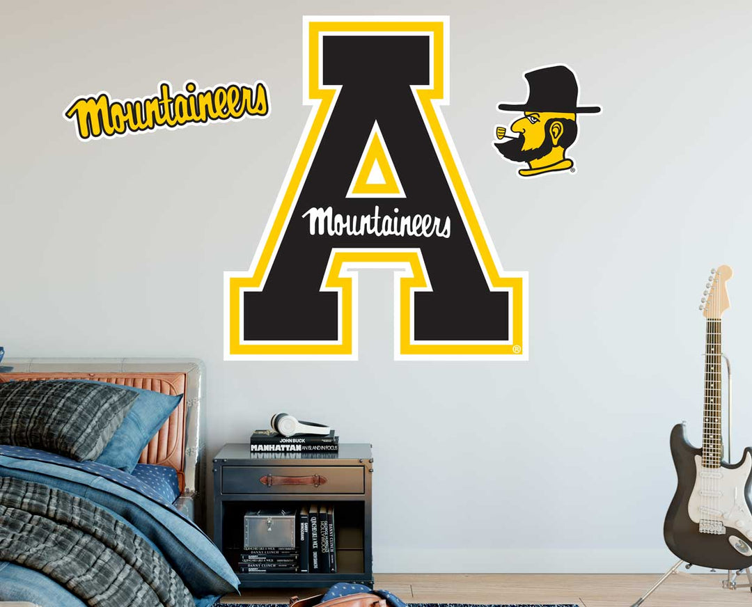 Appalachian State University Mountaineers XL 3-Piece Primary Logo Wall Decal Repositionable Sticker Set