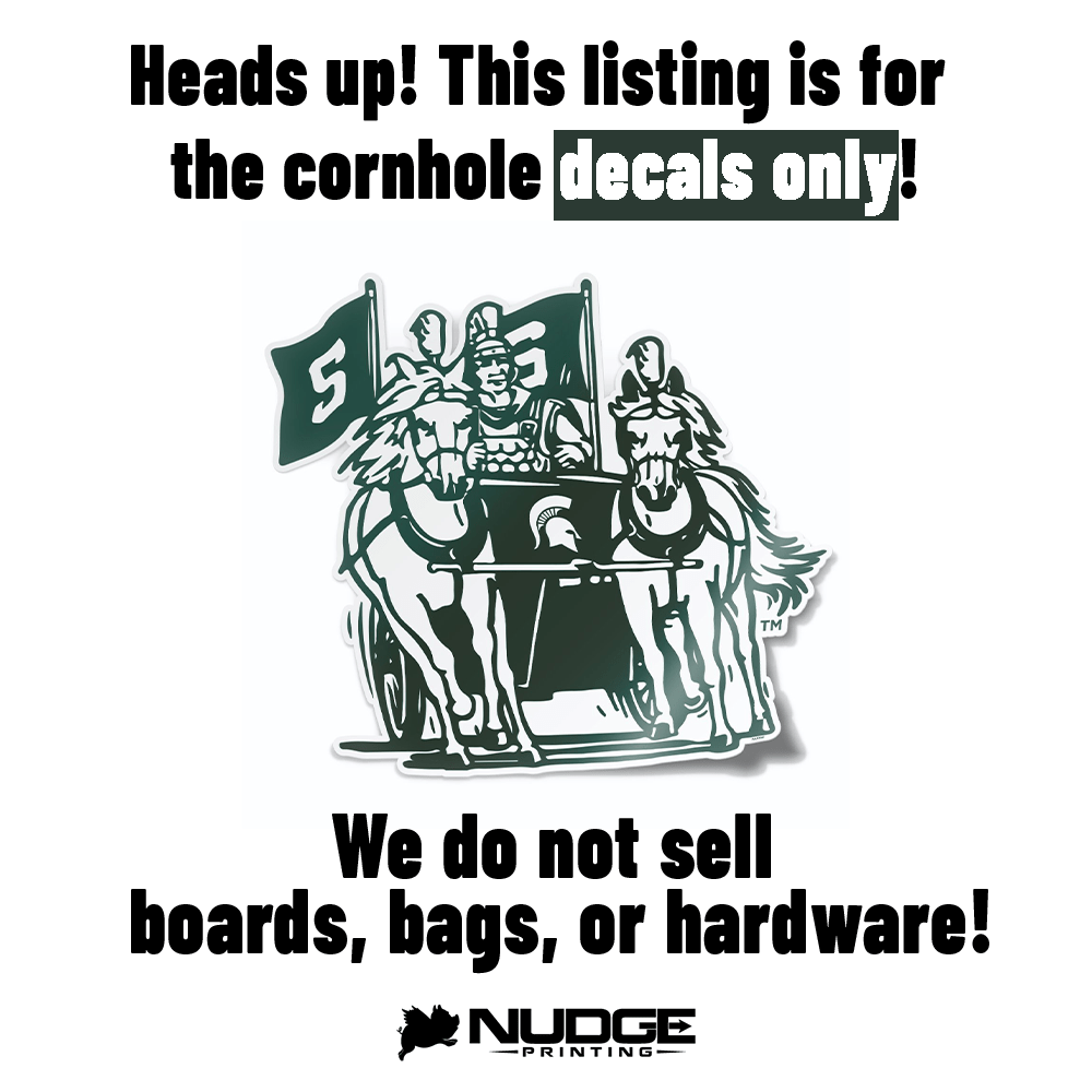 Michigan State University Vintage Spartan Chariot Logo Cornhole Decal