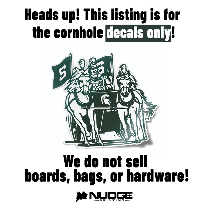 Michigan State University Vintage Spartan Chariot Logo Cornhole Decal