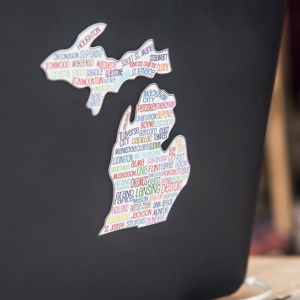 Cities of Michigan Vinyl Car Decal Sticker - Nudge Printing