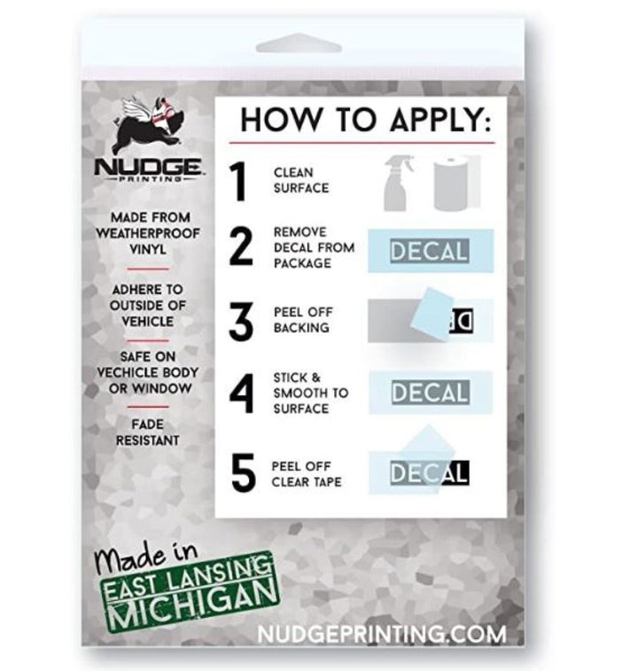Nudge Printing Car Decal back of packaging