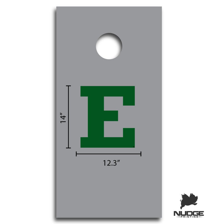 Eastern Michigan University Eagles Block E Cornhole Decal (Green) - Nudge Printing