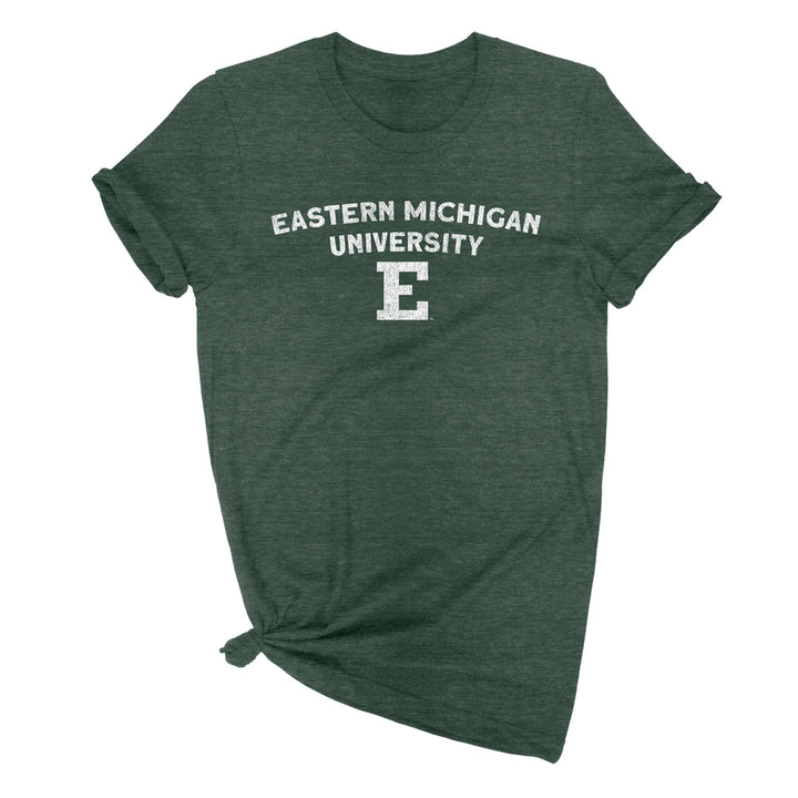 Eastern Michigan Wordmark on Green T-Shirt - Nudge Printing