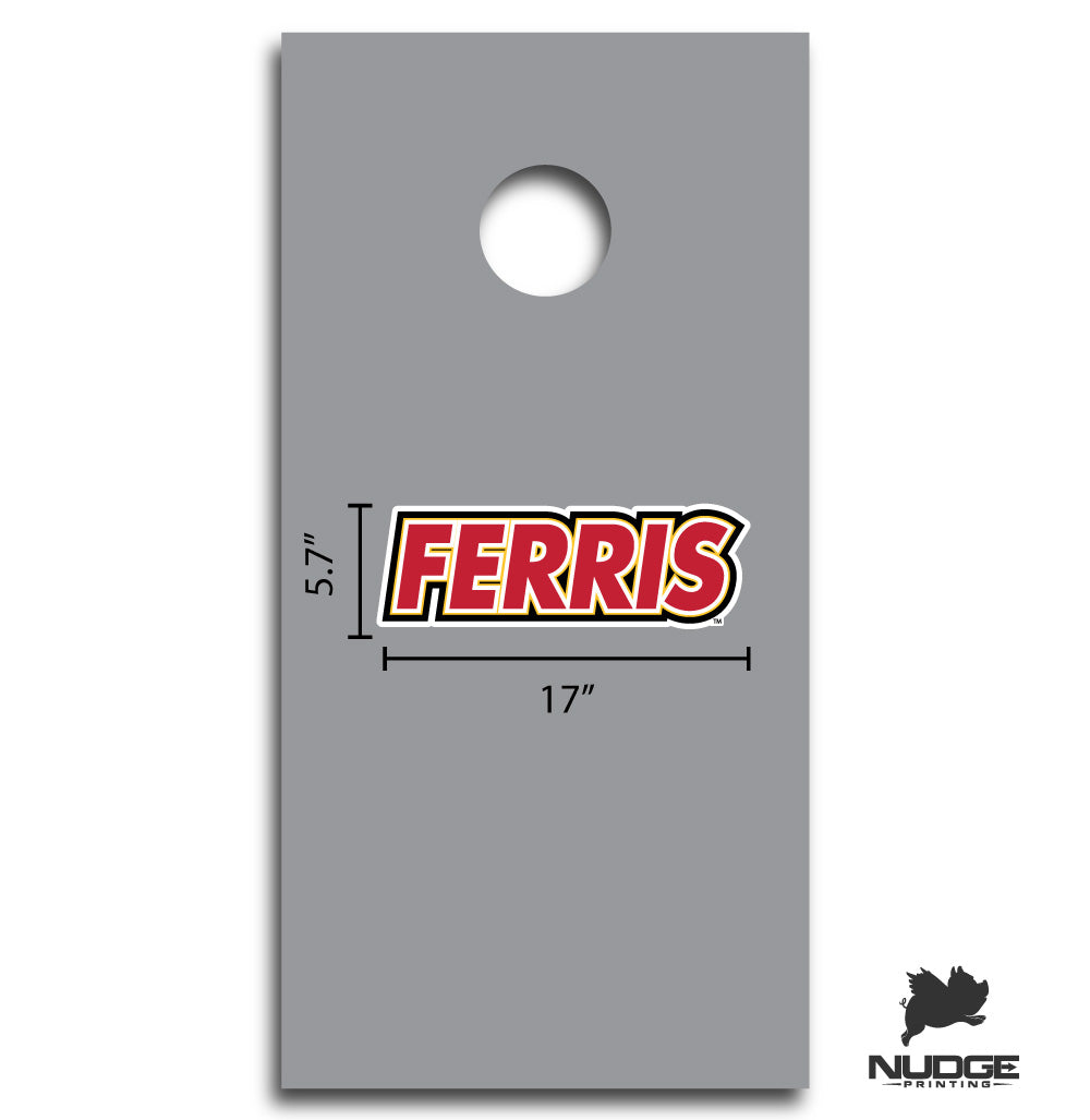 Ferris State University Bulldogs Wordmark Logo Cornhole Decal - Nudge Printing