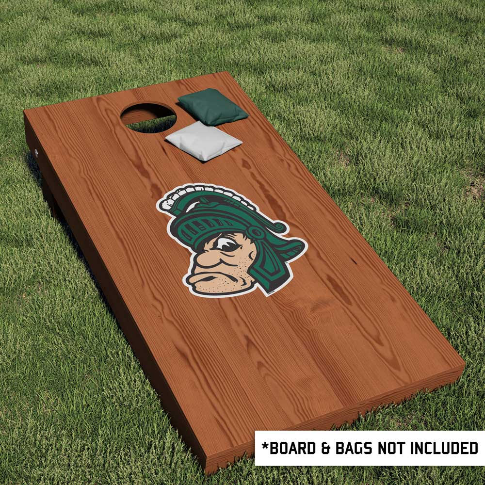Michigan State University Gruff Sparty full color cornhole decal from Nudge Printing