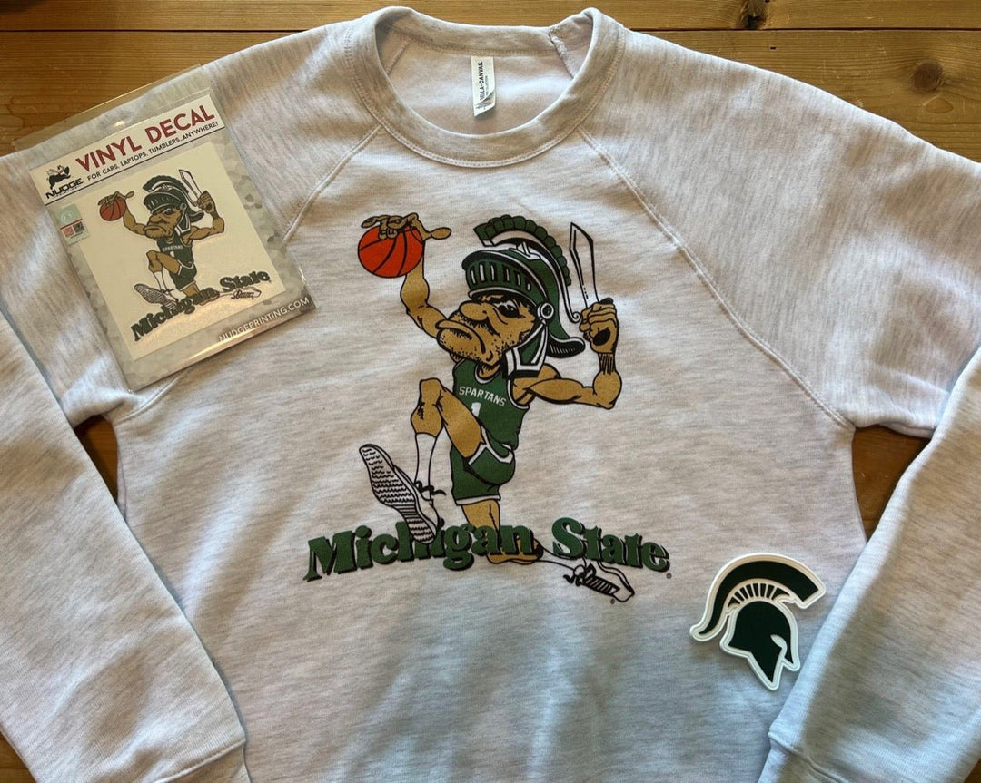 Michigan State University Dunking Sparty MSU Crewneck Sweatshirt Spartans Apparel