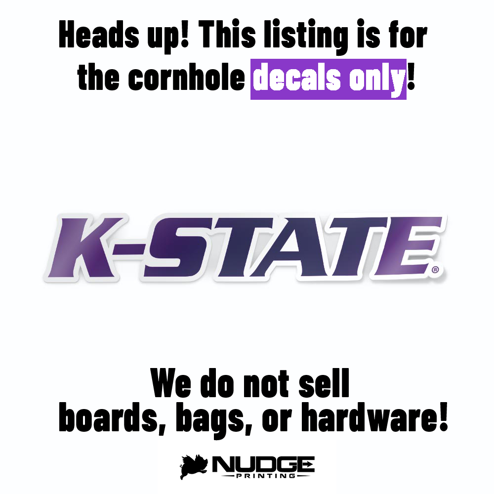 K-State Corn Hole Decal Disclaimer Graphic