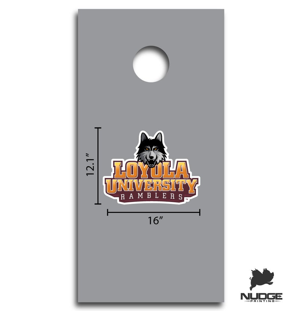 Loyola University Chicago Ramblers Combo Logo Cornhole Decal - Nudge Printing