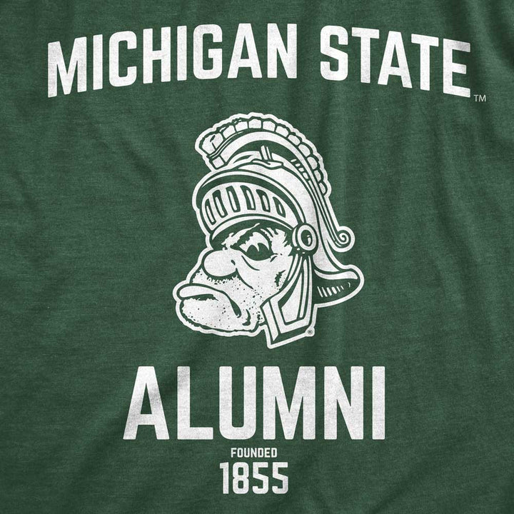 Close up of green Michigan State Alumni 1985 Gruff Sparty T Shirt