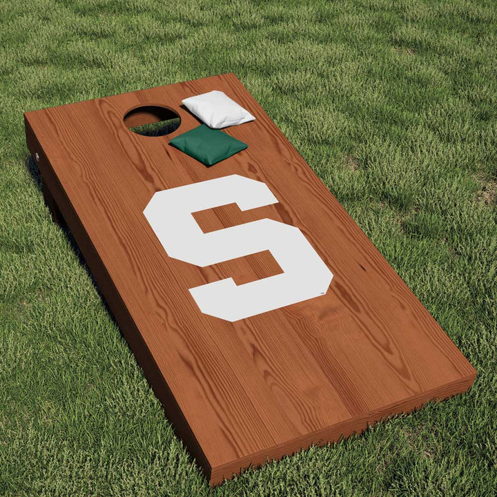 Michigan State University Spartans Block S Cornhole Decal (White) - Nudge Printing