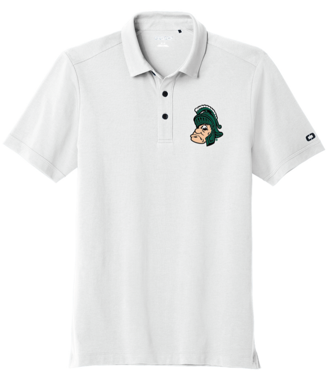 Michigan State University MSU Spartans Full Color Gruff Sparty Polo Short Sleeve button up