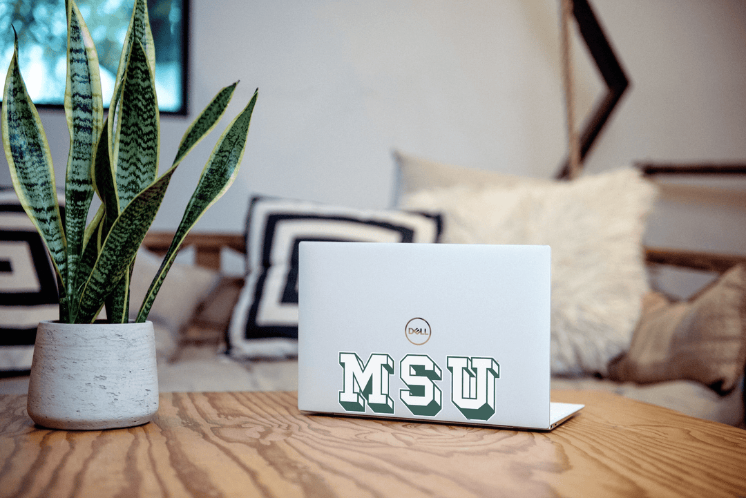 Michigan State University Spartans Vintage Block "MSU" Car Decal - Nudge Printing