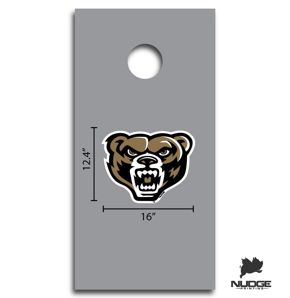 Oakland University Golden Grizzlies Cornhole Decal - Nudge Printing