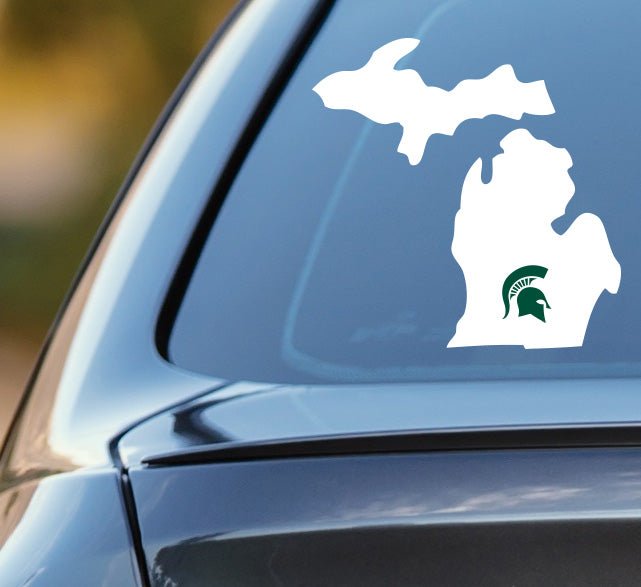 State of Michigan with Michigan State Spartans Logo Car Decal - Nudge Printing