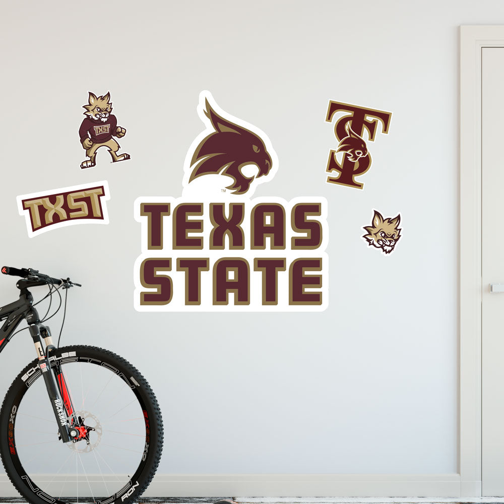 Texas State Bobcats 5-Piece Repositionable Peel-and-Stick XL Wall Decal Set in Garage