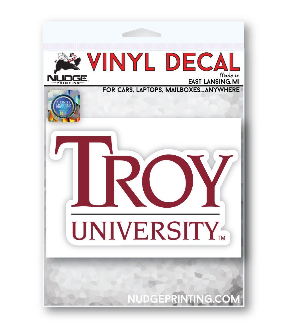 Troy Trojans University Wordmark car decal bumper sticker - Nudge Printing