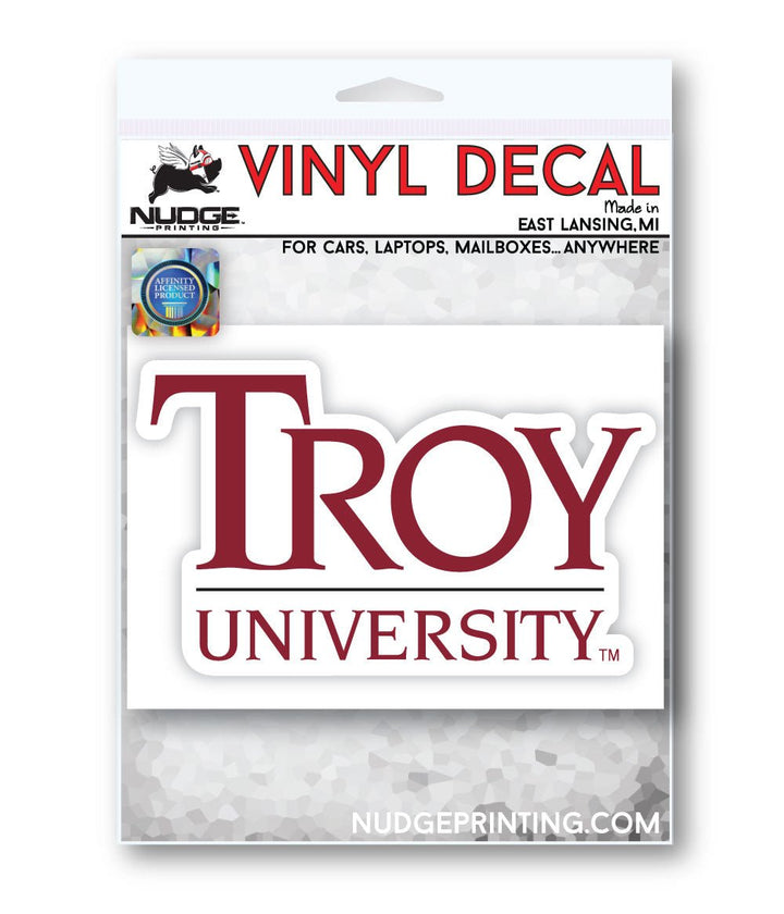 Troy Trojans University Wordmark car decal bumper sticker - Nudge Printing