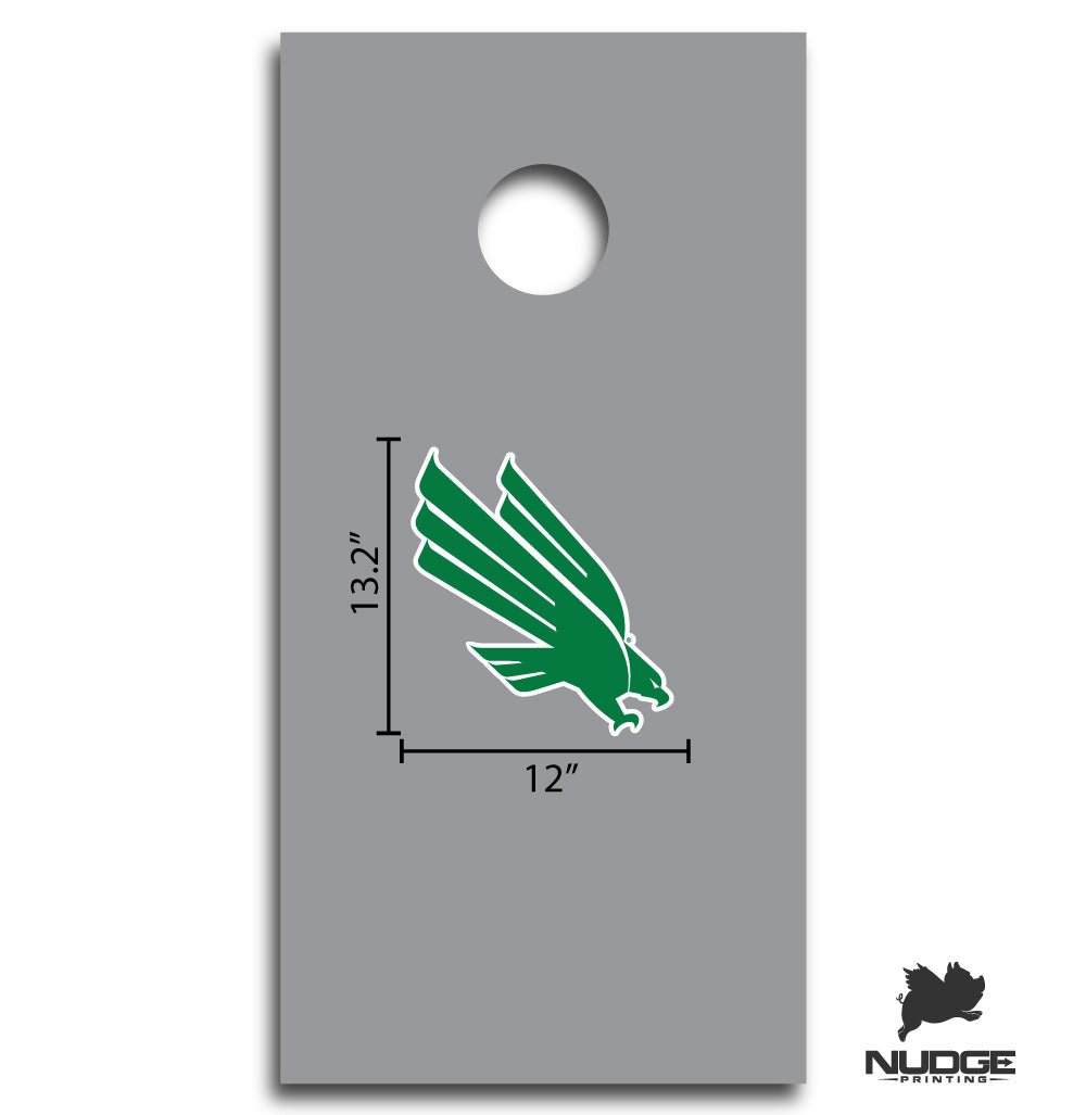 University of North Texas Mean Green Solo Eagle Logo Cornhole decal sticker - Nudge Printing