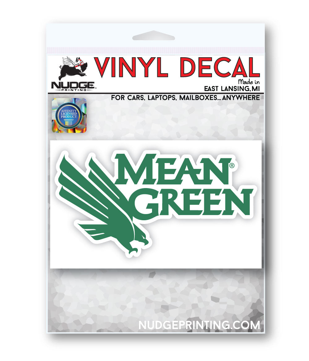 University of North Texas Mean Green logo bumper sticker car decal - Nudge Printing