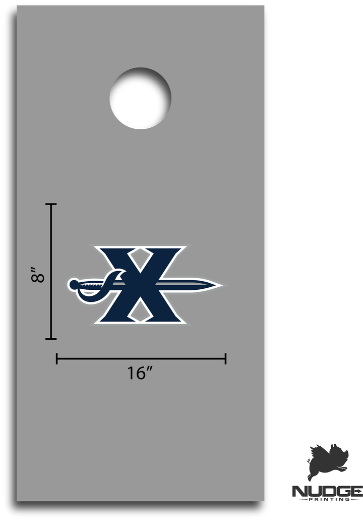 Xavier University Musketeers Block X with Sword Logo Cornhole Decal