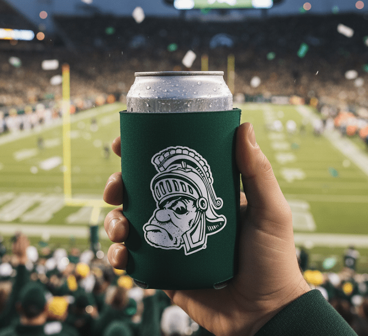 Green Michigan State Gruff Sparty Koozie