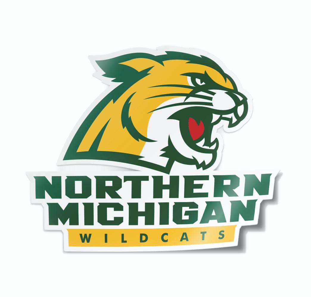 Northern Michigan Wildcats Car Decals, Stickers, and Shirts from Nudge Printing