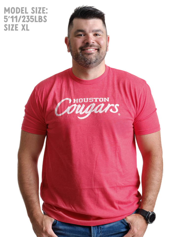 University of Houston Cougars Script Premium Red T-Shirt - Nudge Printing