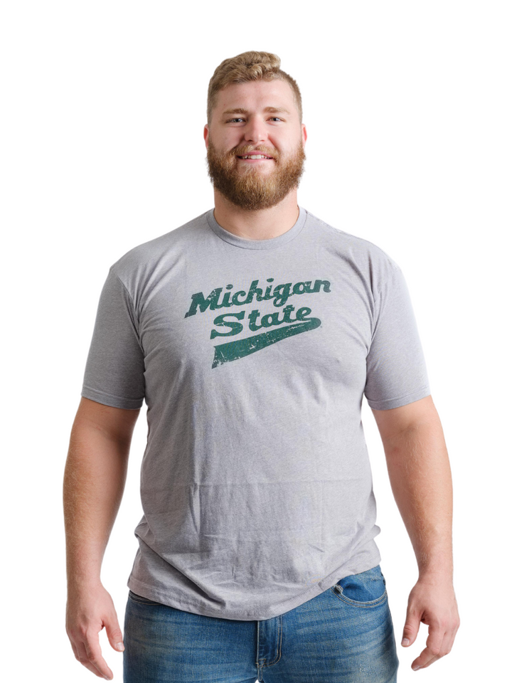 MSU Hockey Shirt in Athletic Grey