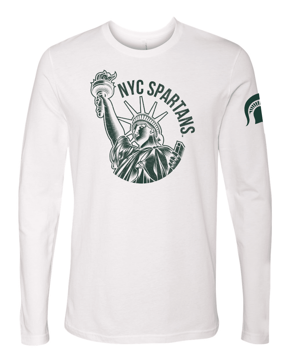 Michigan State NYC Spartans Statue of Liberty White Long Sleeve Shirt