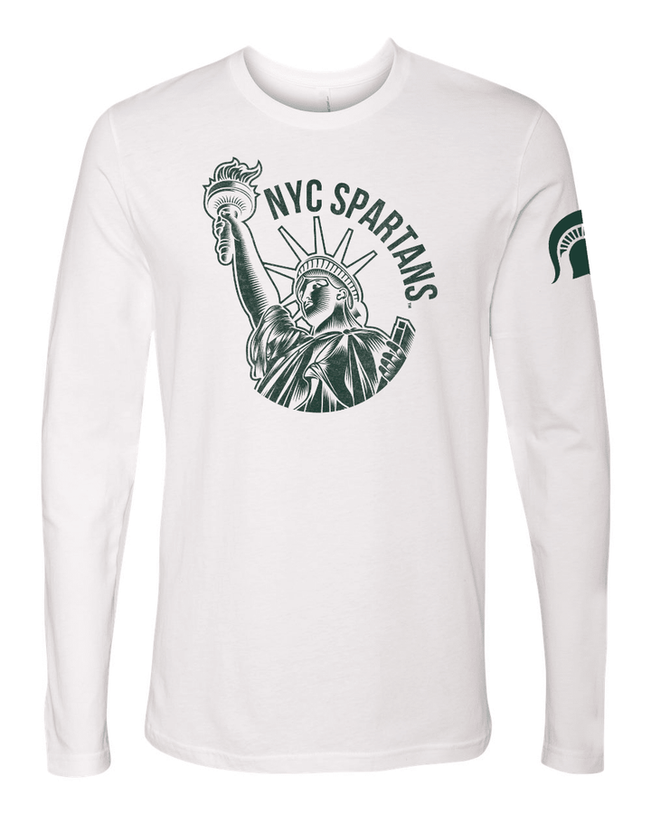 Michigan State NYC Spartans Statue of Liberty White Long Sleeve Shirt