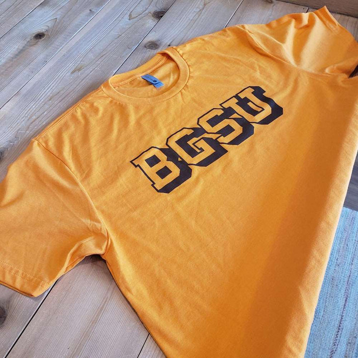 Bowling Green State Block Text on High Quality Orange T-shirt