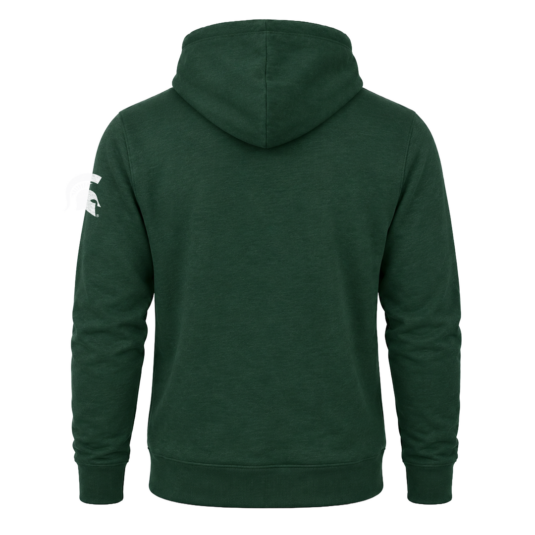 MSU Sparty with USA Flag Heather Green Hoodie
