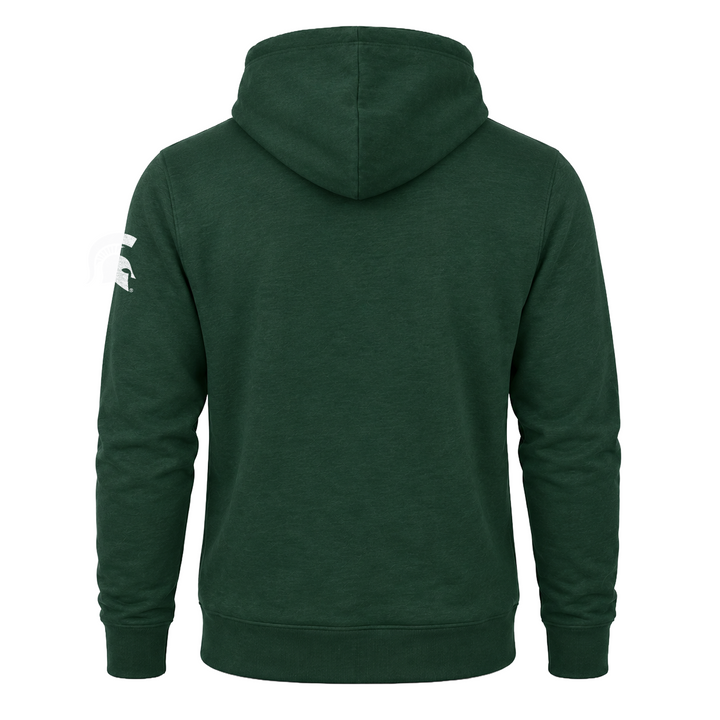 MSU Sparty with USA Flag Heather Green Hoodie