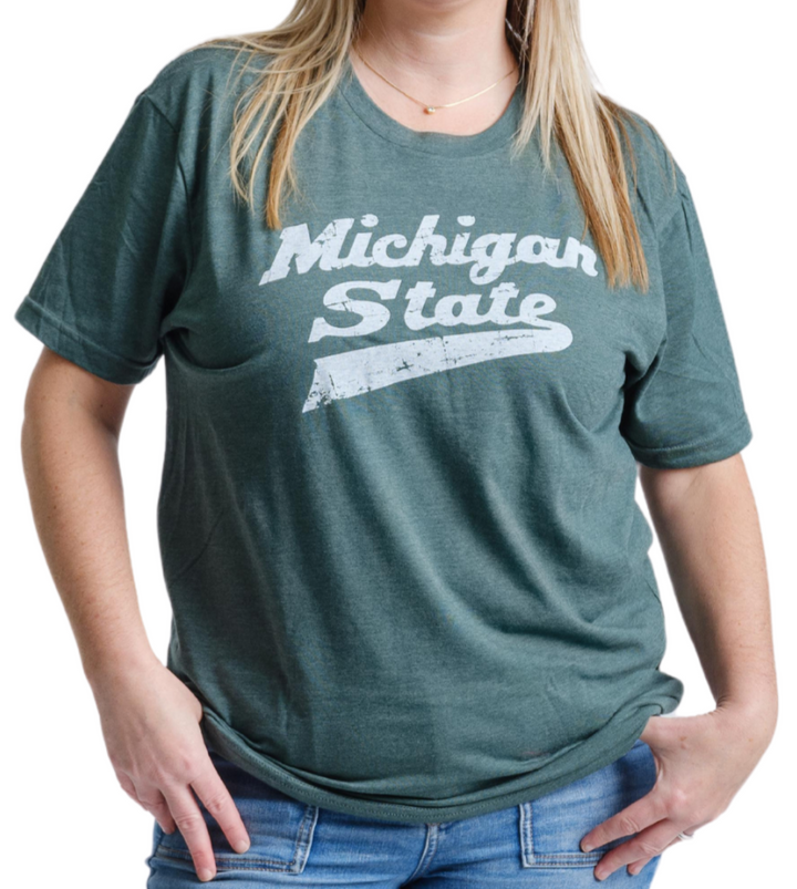 Michigan State Hockey T Shirt Green Tee