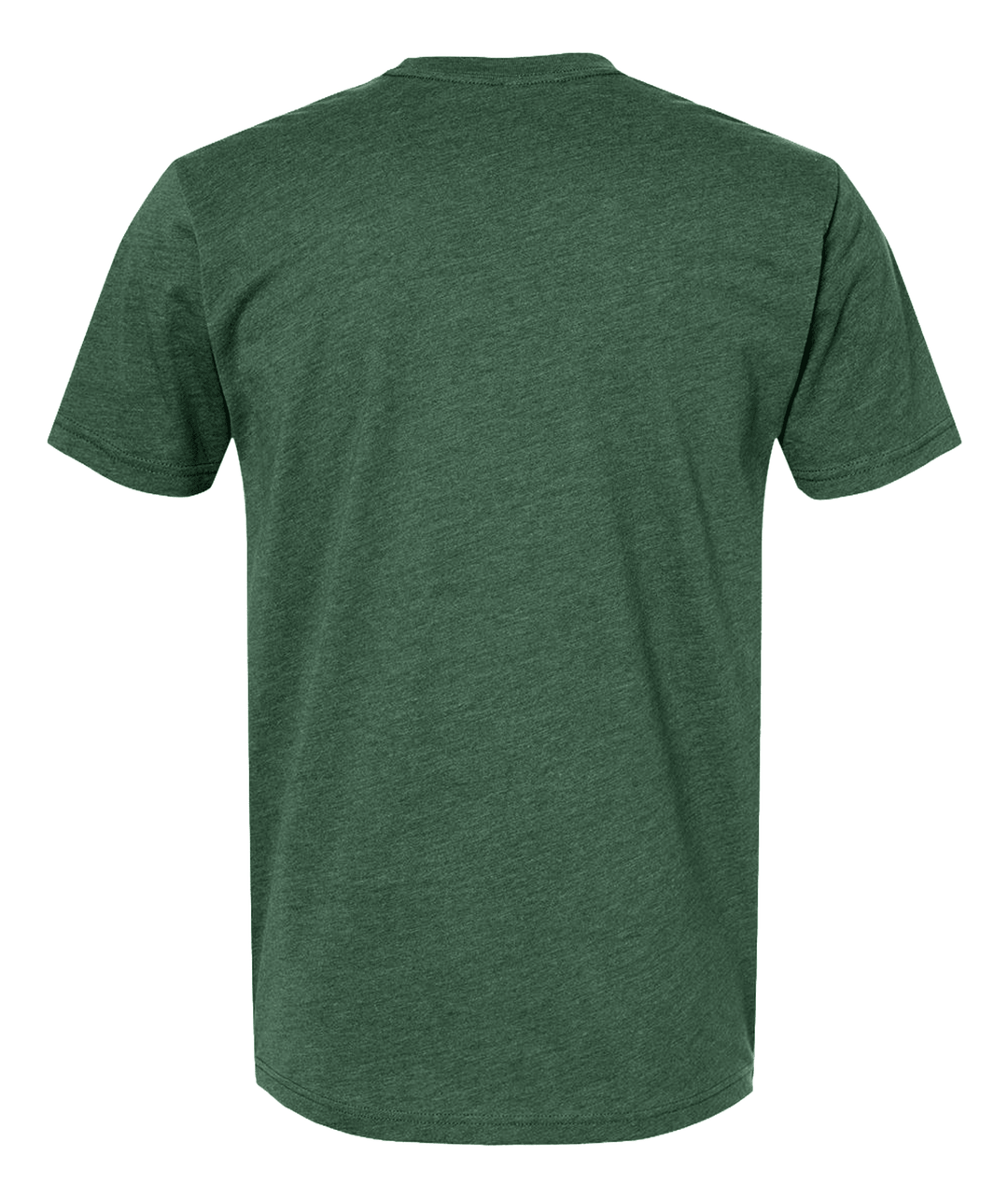Back of Heather Forest Green t-shirt with white background