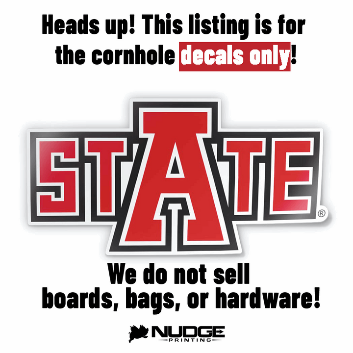 Black, White, and Red Arkansas State Decal for Corn Hole Board