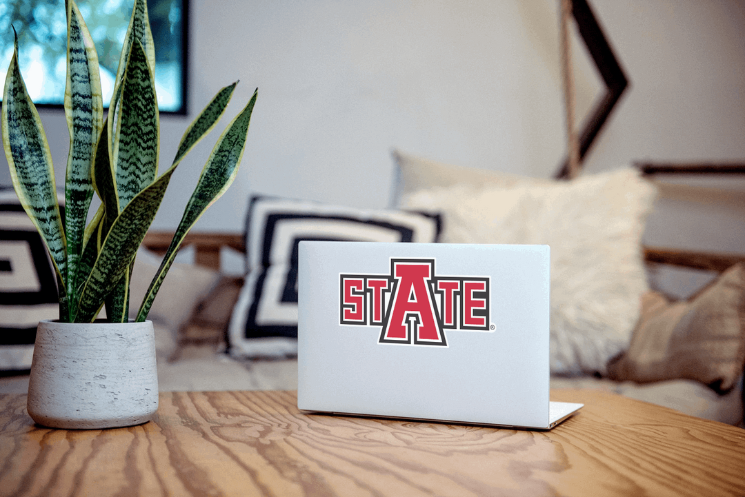 Arkansas State University Red, White, and Black Block Decal 