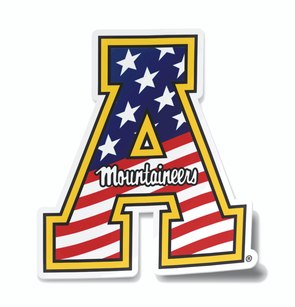 App State Block A American Flag Logo Car Decal - Nudge Printing