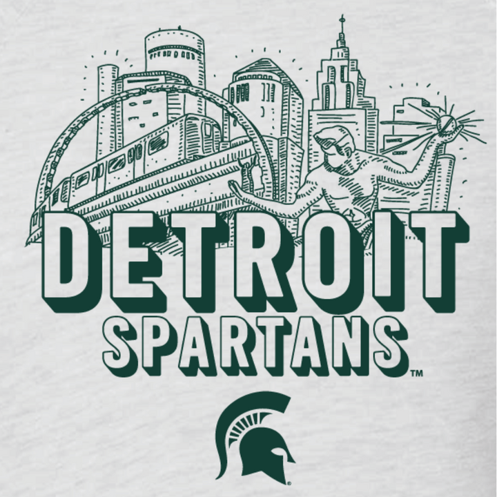 Detroit Spartans Ash White Crewneck Sweatshirt | PRE-ORDER