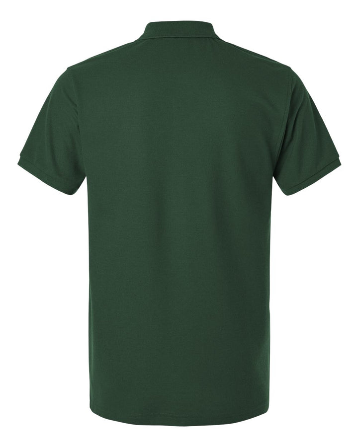 Michigan State University Green Polo with Hockey Sparty Embroidered logo on left chest Back view Mock up on white background