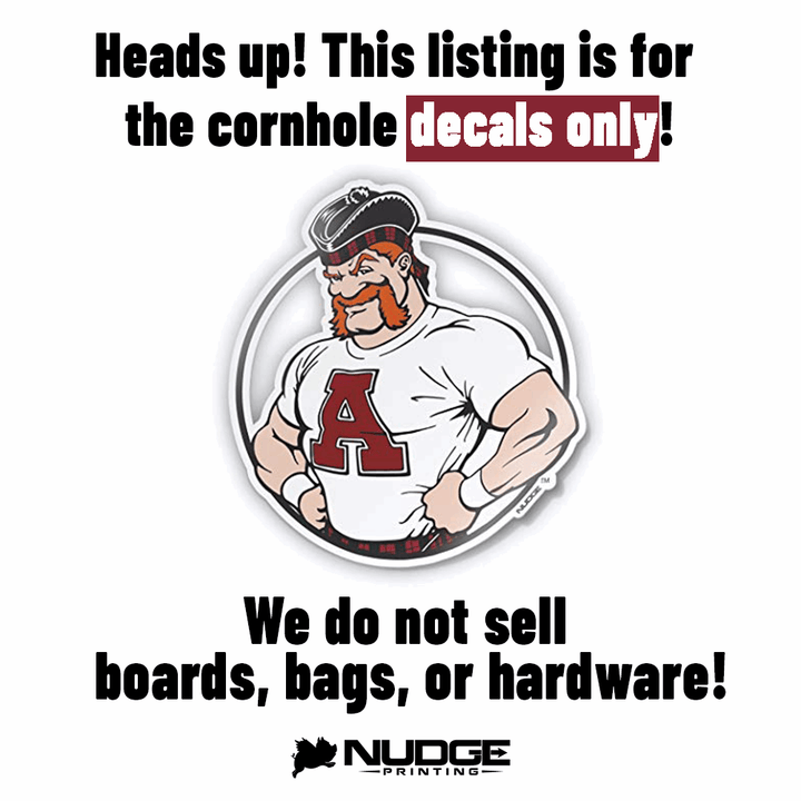 ALMA Scotty Cornhole Decal disclaimer graphic from Nudge Printing