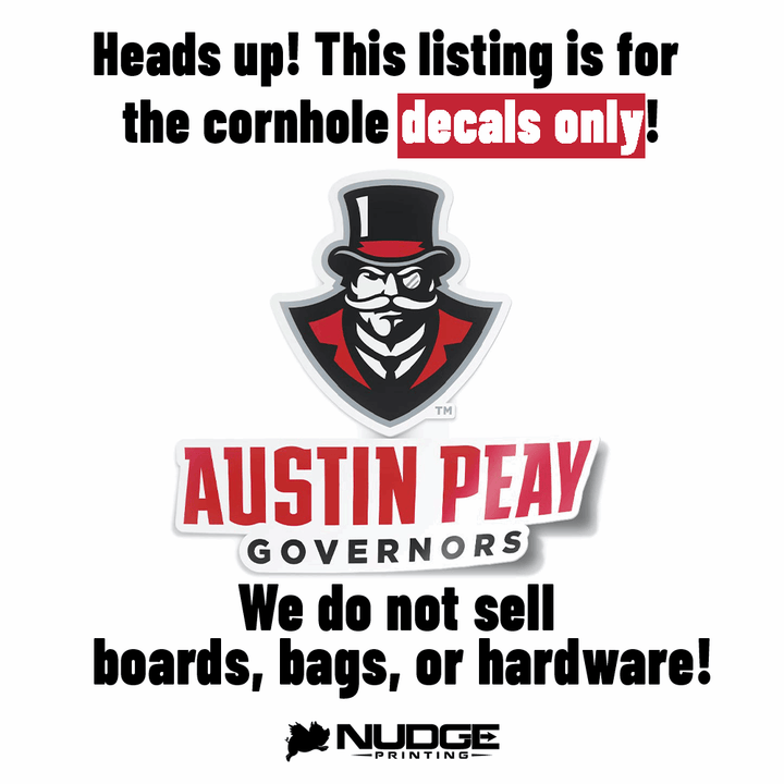 Austin Peay Governors Cornhole Decal Disclaimer