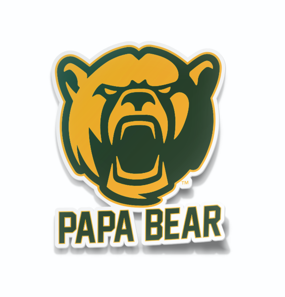 Baylor Bears Bear Head with "PAPA BEAR" text decal