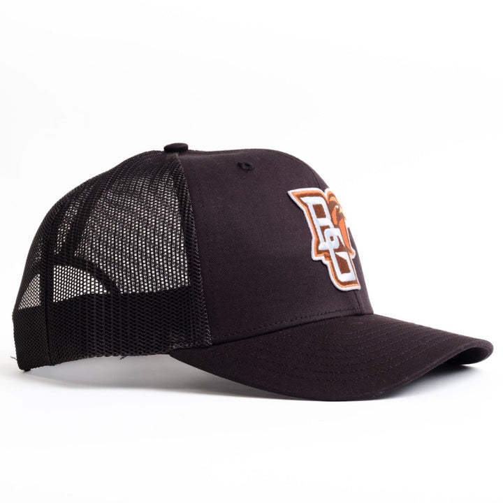 BGSU Black Trucker Hat Angled