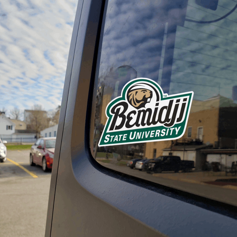 Bemidji University Beavers Car Decal on Car