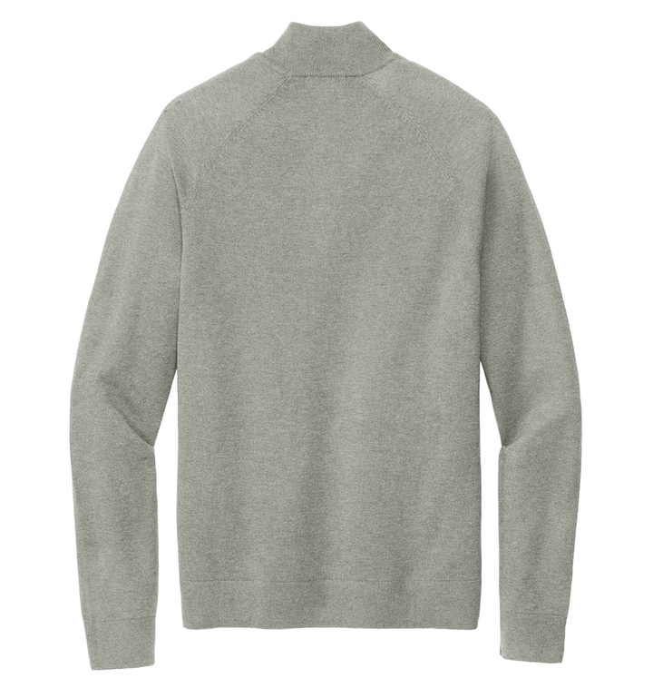 Back view of a grey Quarter Zip sweatshirt from Brooks Brothers.