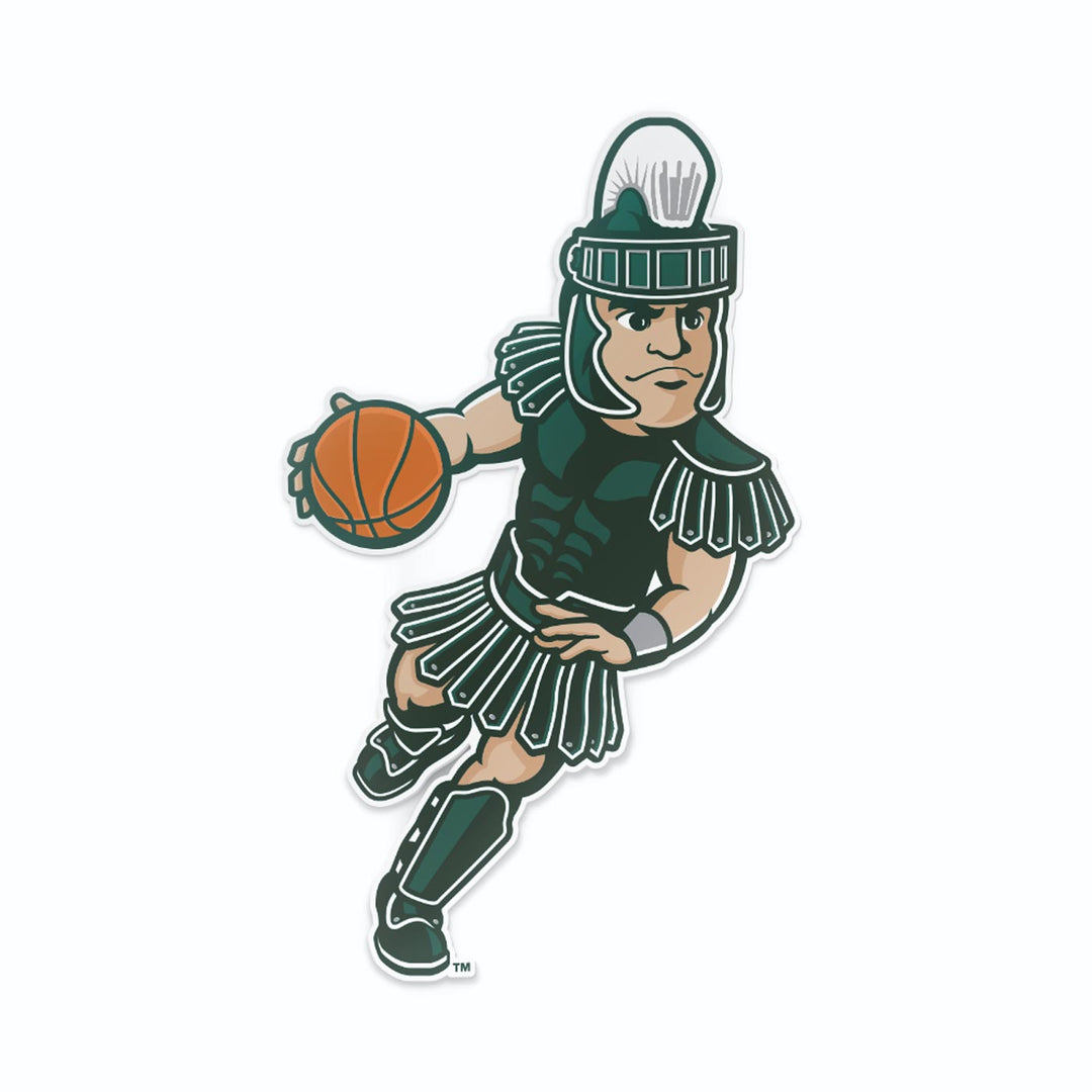 Sparty playing basketball car decal
