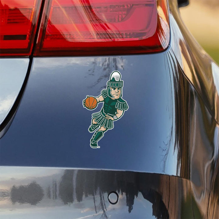 Michigan state Sparty playing basketball car decal